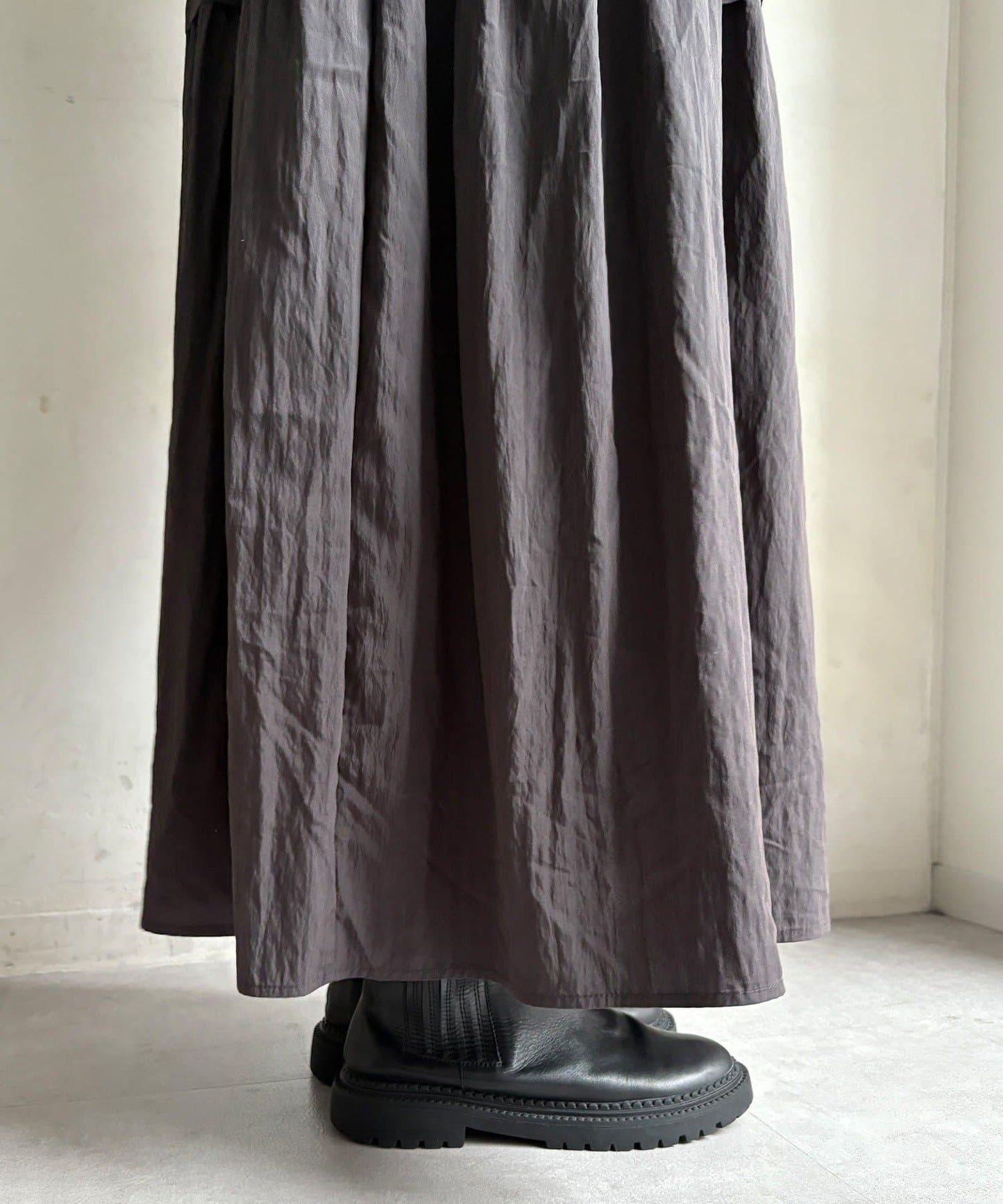 腰部抽繩拼接連衣裙