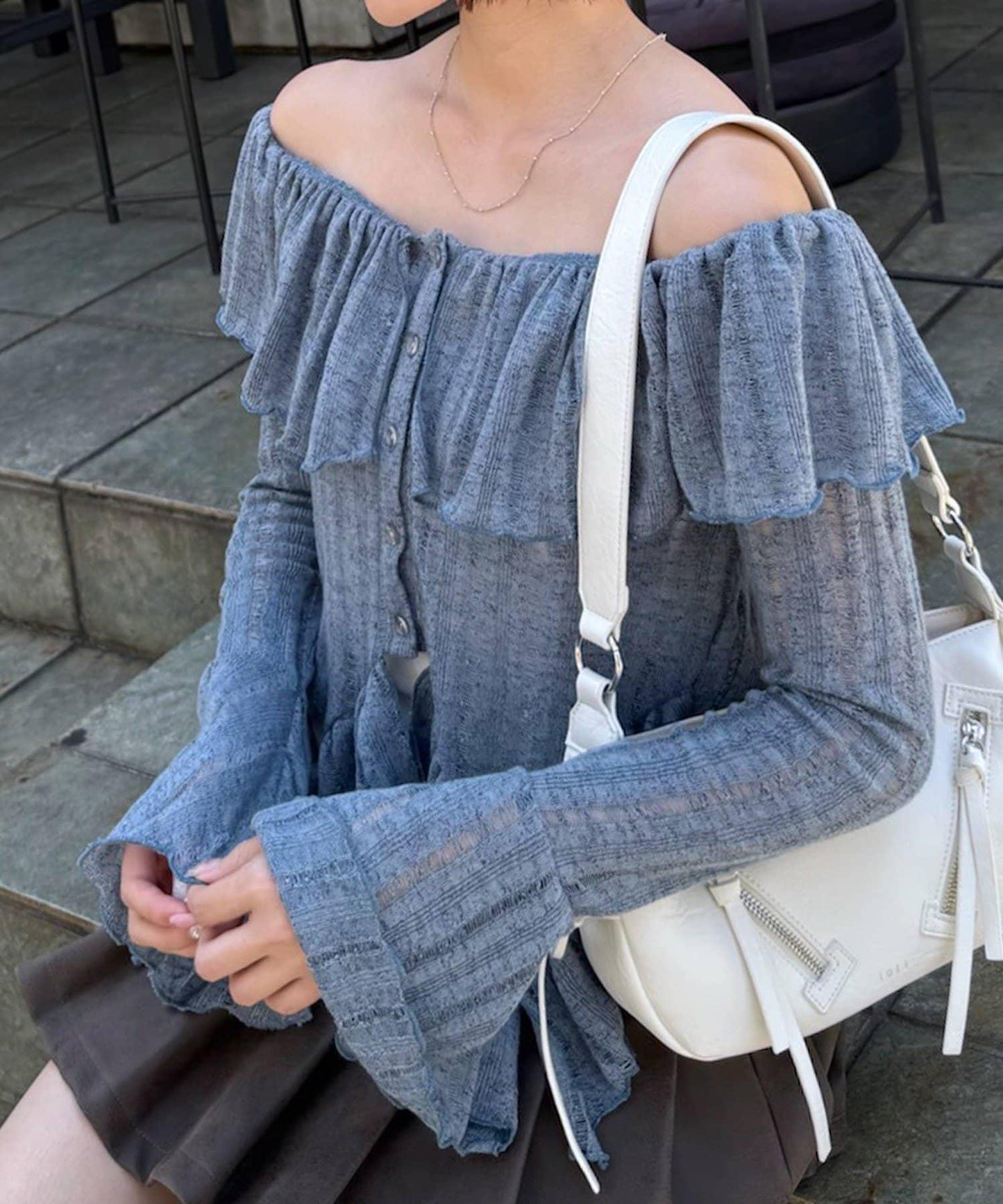 【mystic】[mline]層疊一字肩襯衫