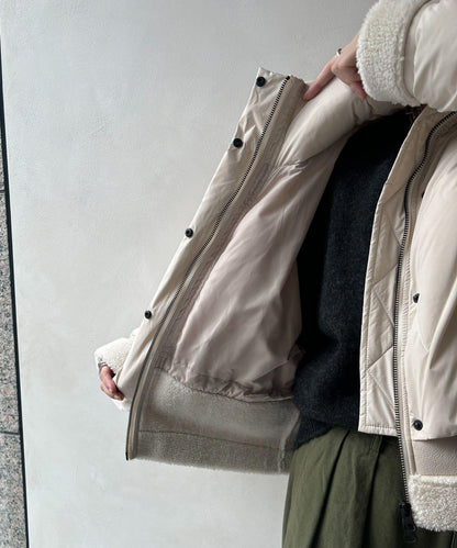 仿麂皮拼接羽絨服