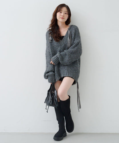 蝴蝶結帶裝飾針織衫