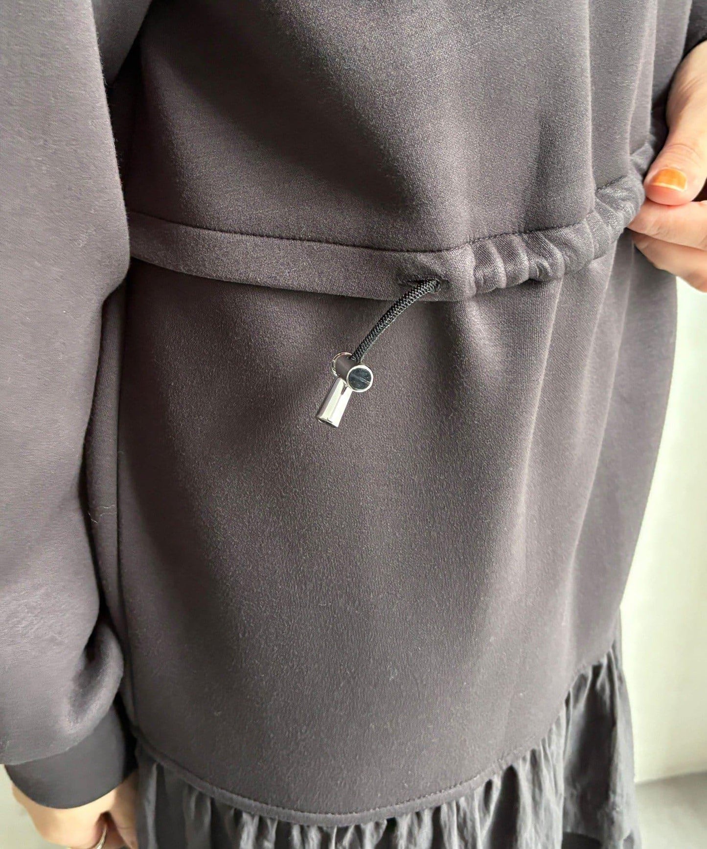 腰部抽繩拼接連衣裙