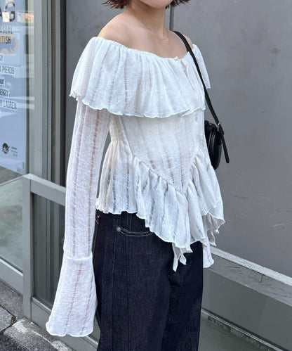 【mystic】[mline]層疊一字肩襯衫