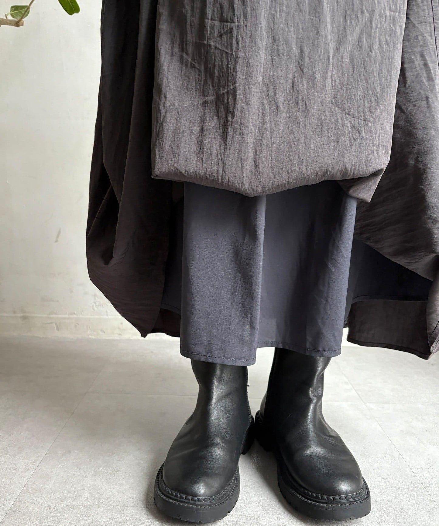 腰部抽繩拼接連衣裙