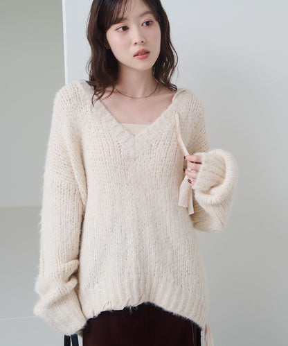 蝴蝶結帶裝飾針織衫