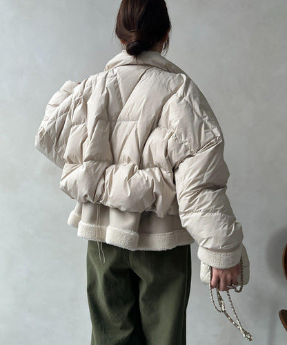 仿麂皮拼接羽絨服