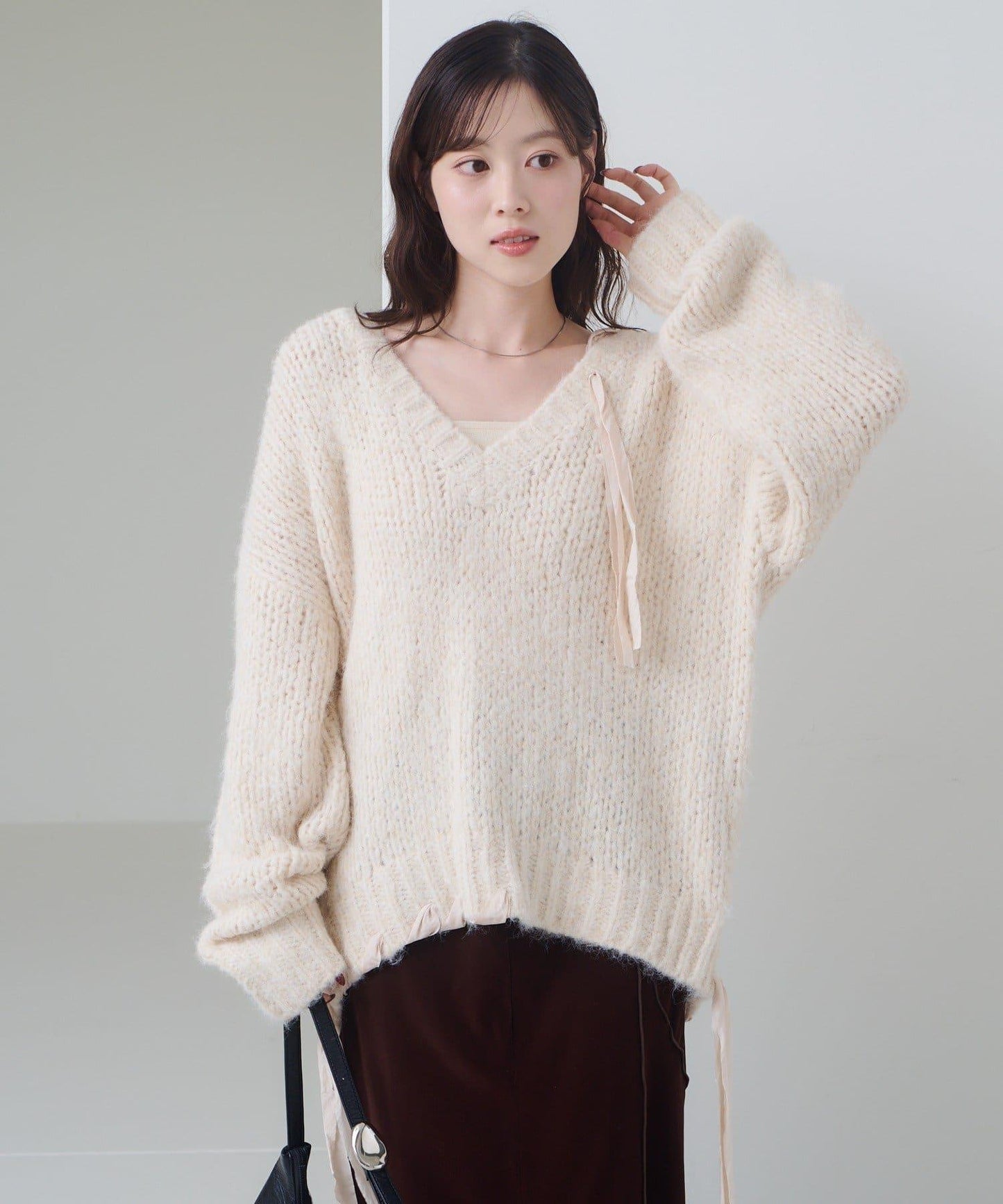 蝴蝶結帶裝飾針織衫