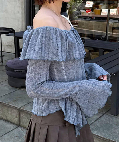 【mystic】[mline]層疊一字肩襯衫