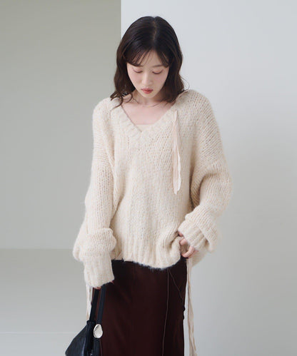 蝴蝶結帶裝飾針織衫