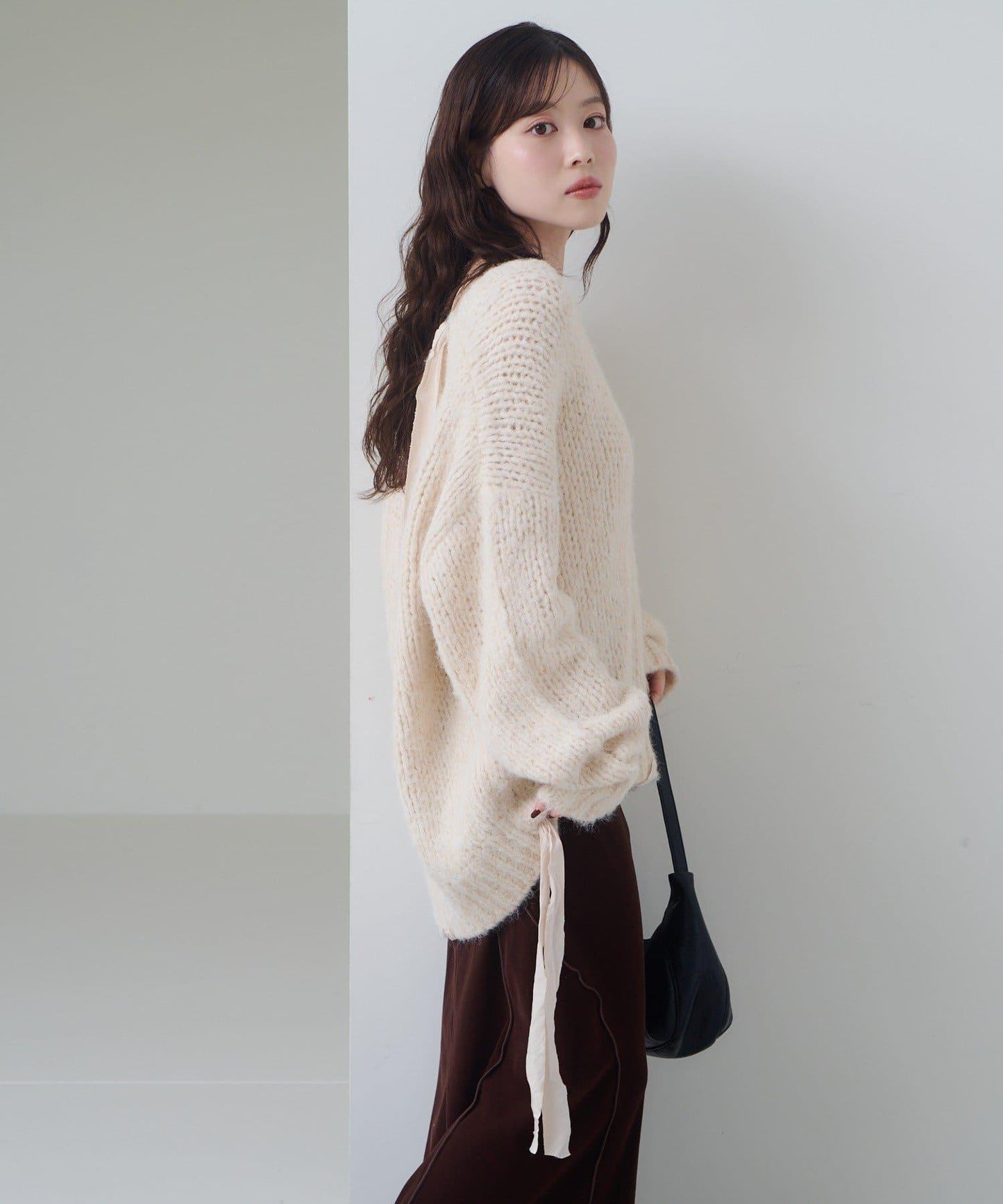 蝴蝶結帶裝飾針織衫