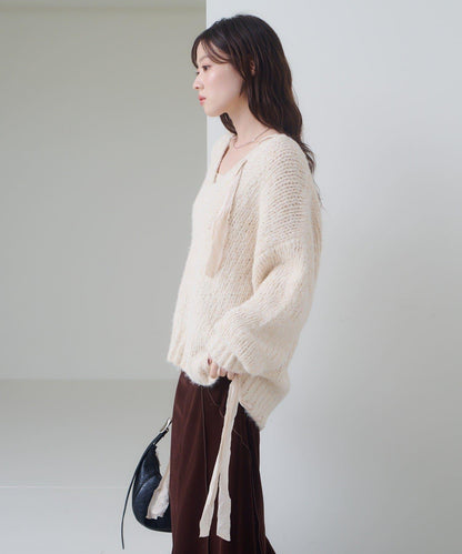 蝴蝶結帶裝飾針織衫