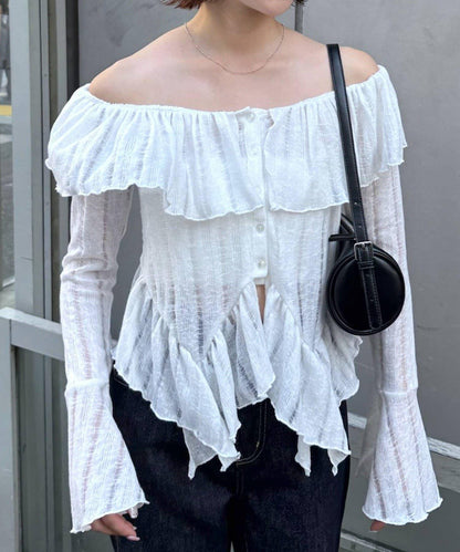 【mystic】[mline]層疊一字肩襯衫