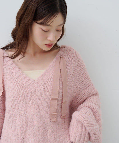 蝴蝶結帶裝飾針織衫