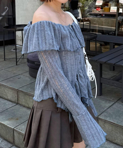 【mystic】[mline]層疊一字肩襯衫