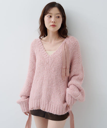 蝴蝶結帶裝飾針織衫