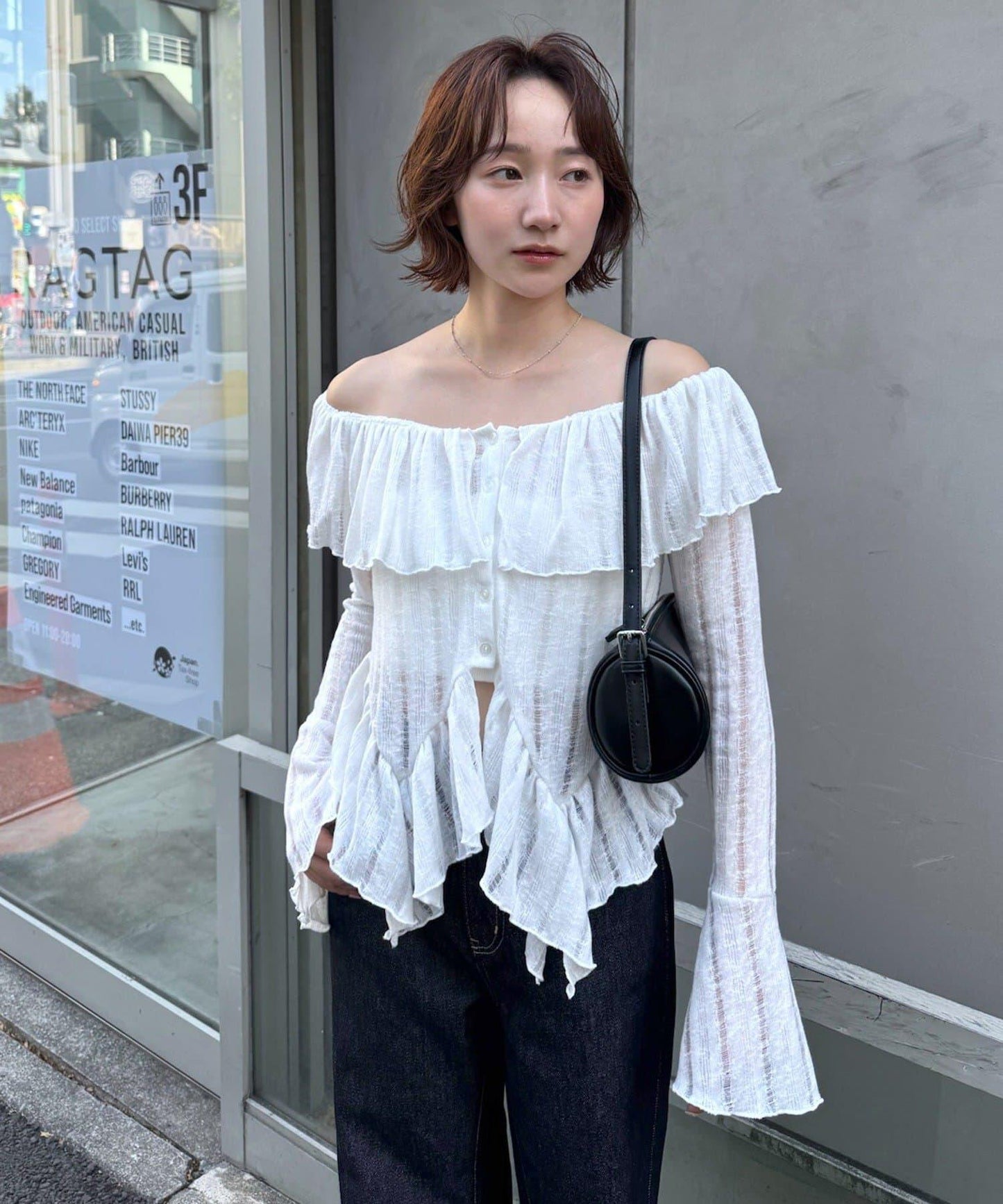 【mystic】[mline]層疊一字肩襯衫