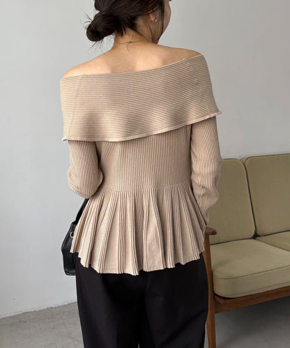 【CAPRICIEUX LE'MAGE】喇叭袖一字領針織衫