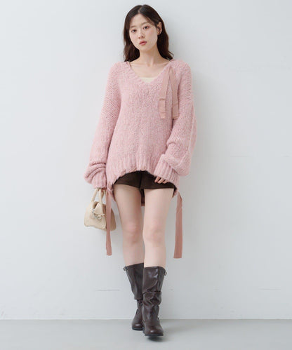 蝴蝶結帶裝飾針織衫