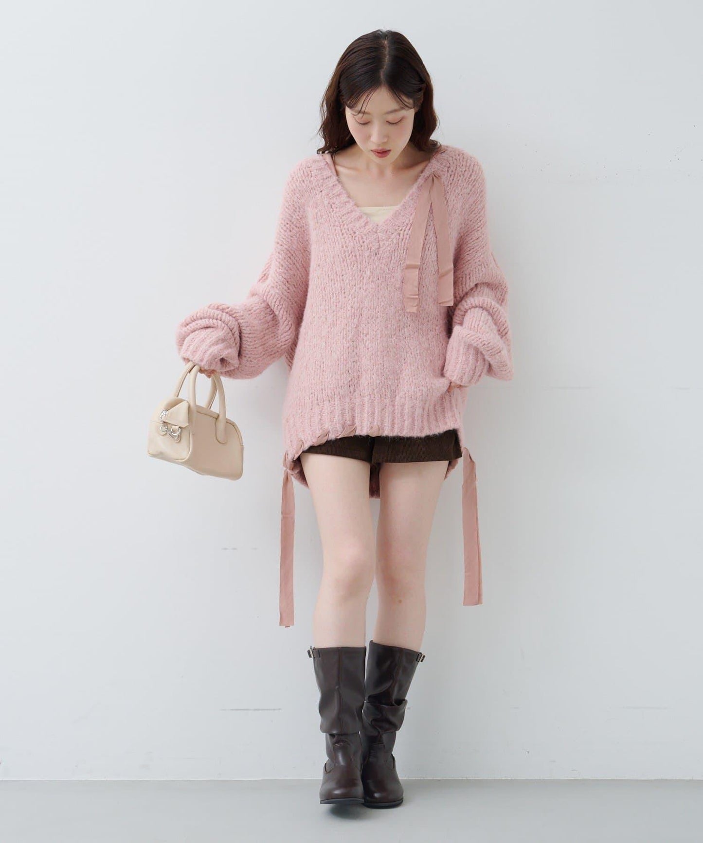 蝴蝶結帶裝飾針織衫