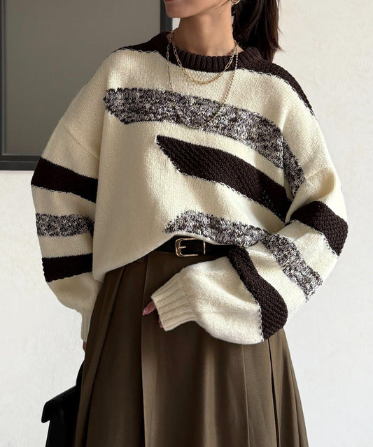 可見手柄條紋針織衫