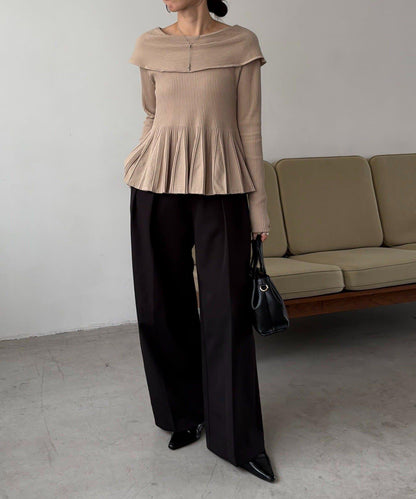 【CAPRICIEUX LE'MAGE】喇叭袖一字領針織衫