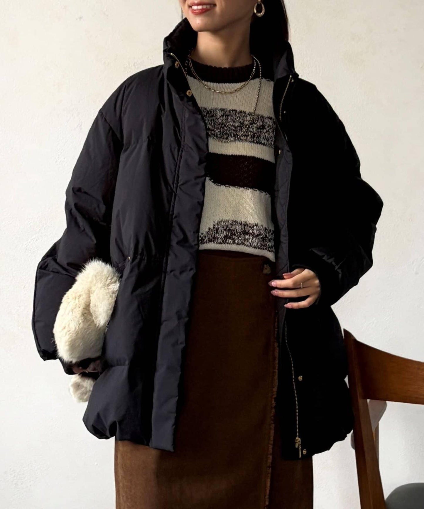 高領中款羽絨服