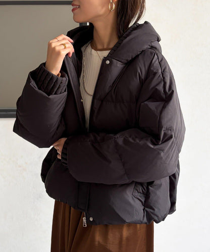 褶皺高領短款羽絨服