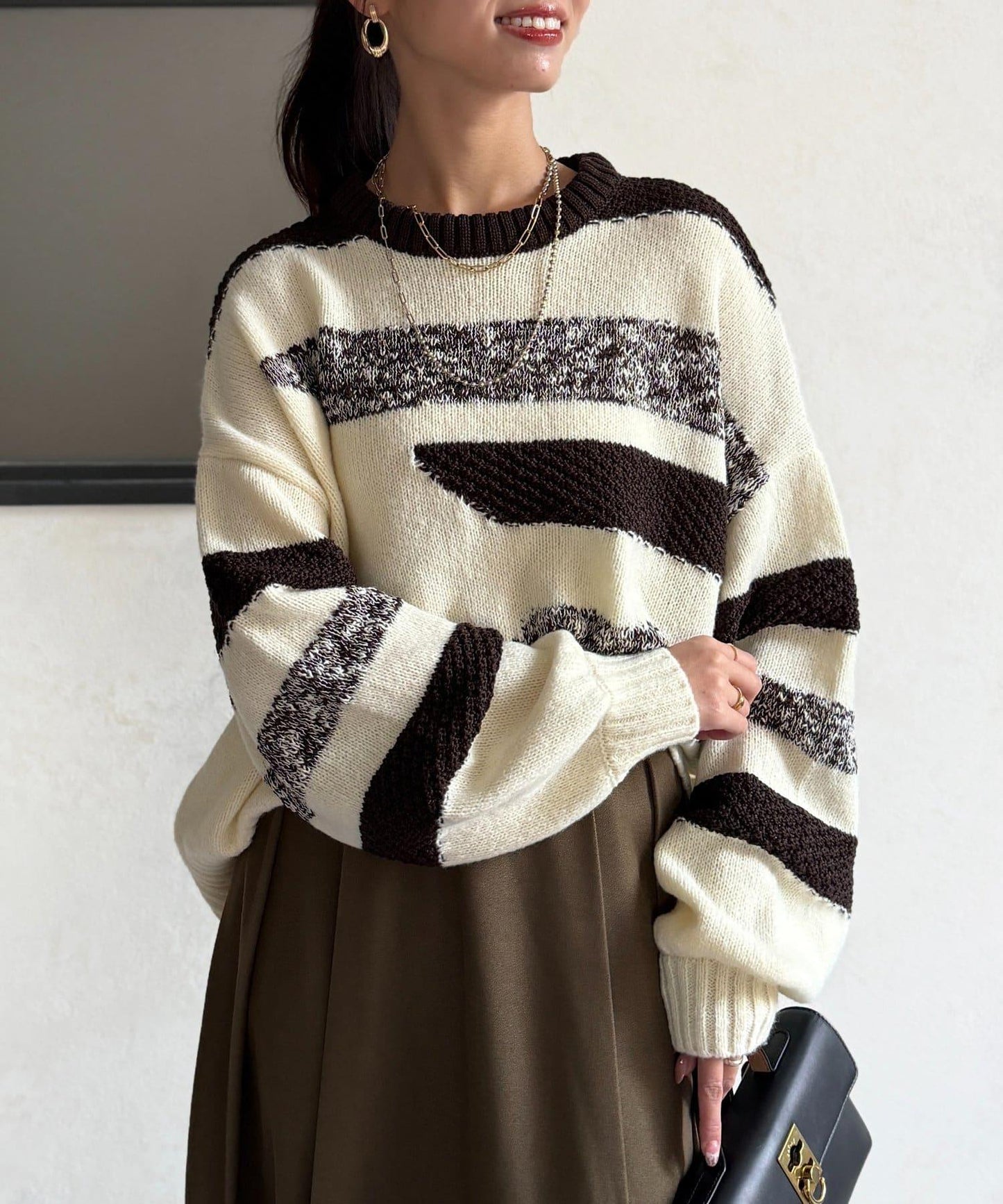 可見手柄條紋針織衫