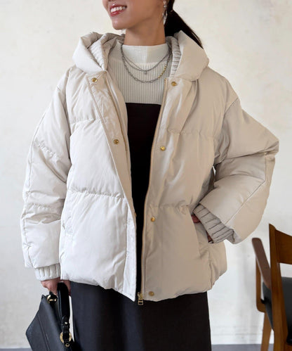 褶皺高領短款羽絨服