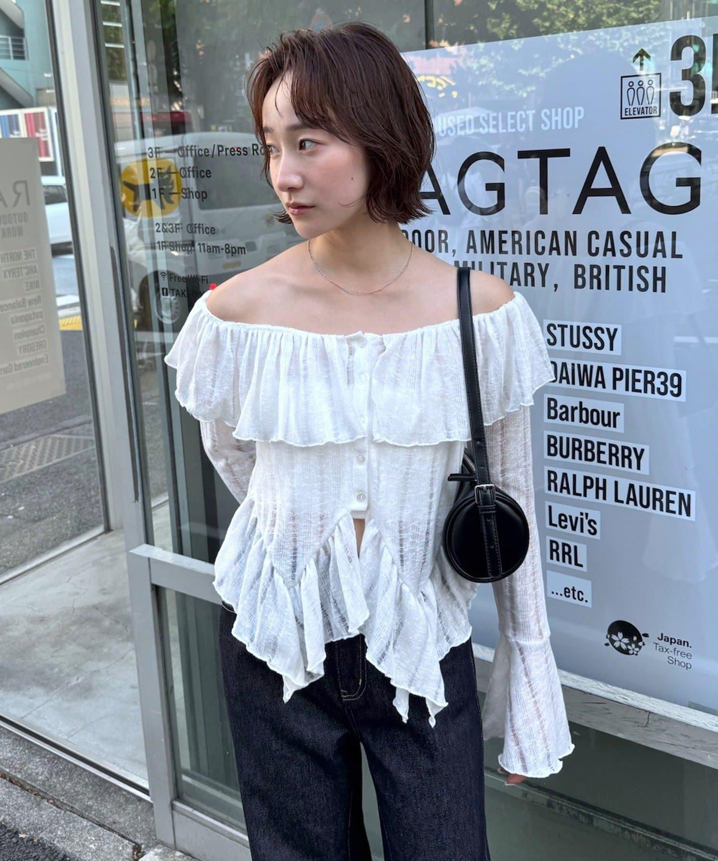 【mystic】[mline]層疊一字肩襯衫