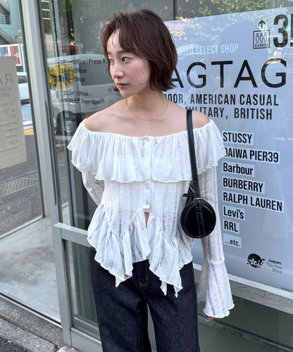 【mystic】[mline]層疊一字肩襯衫
