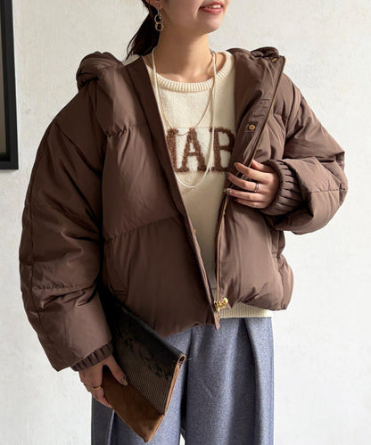 褶皺高領短款羽絨服