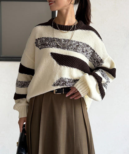 可見手柄條紋針織衫