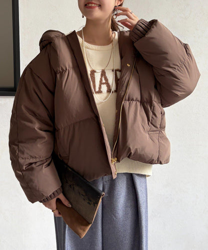 褶皺高領短款羽絨服