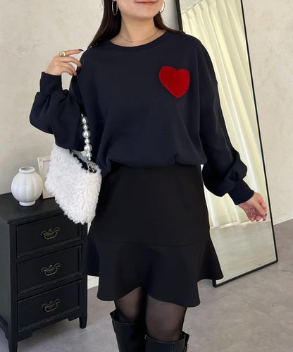 毛絨愛心圖案衛衣