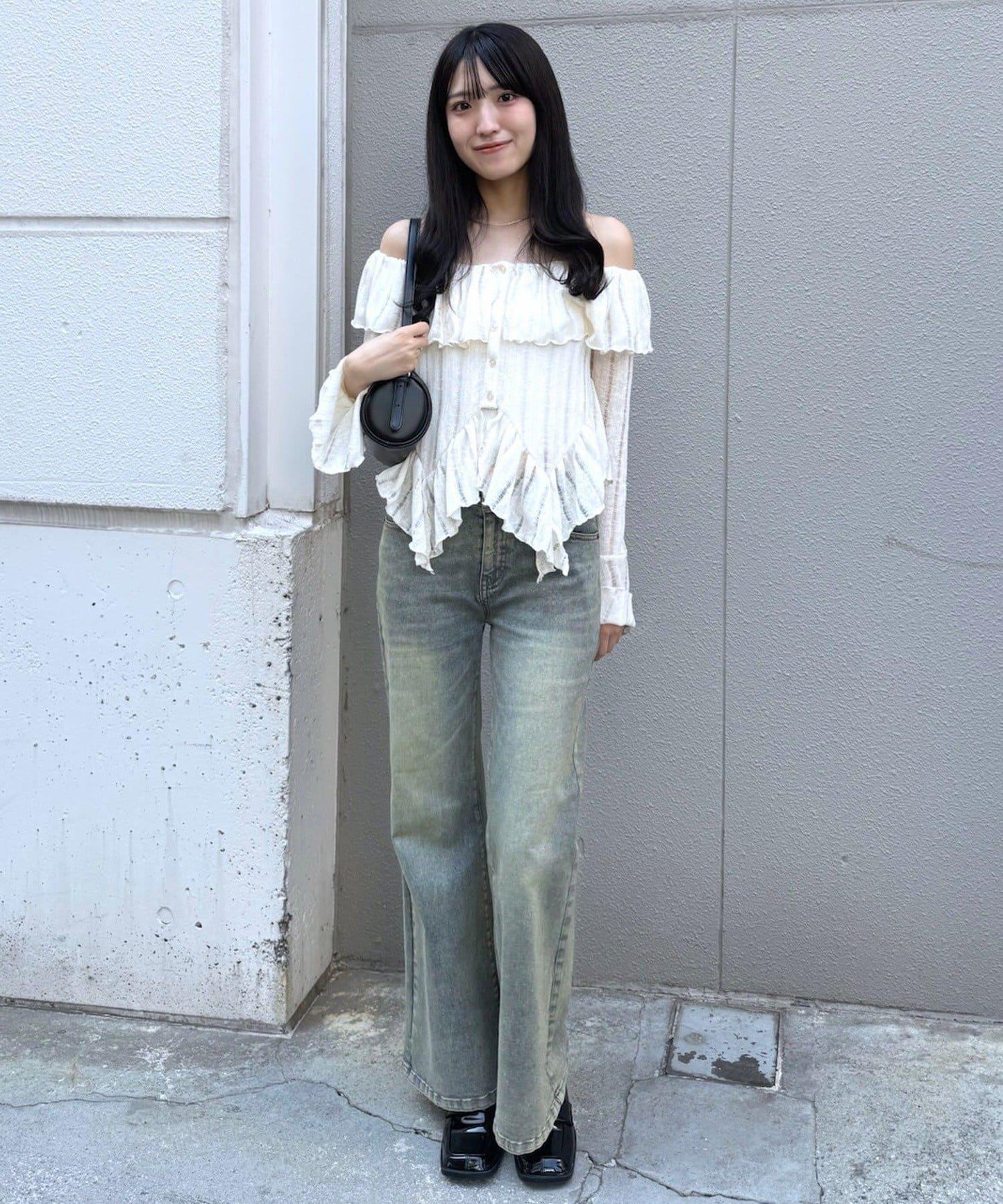 【mystic】[mline]層疊一字肩襯衫