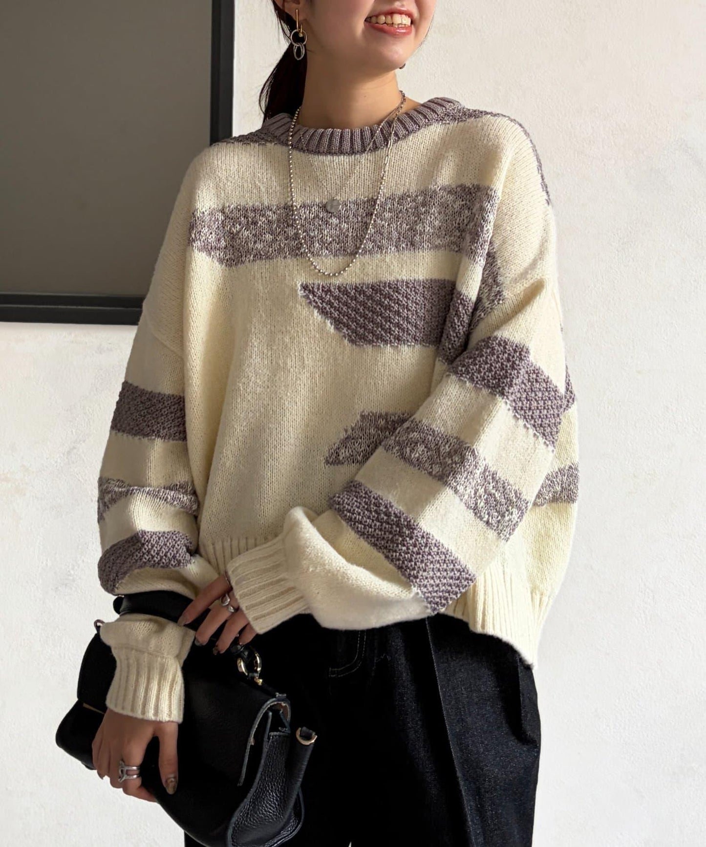 可見手柄條紋針織衫