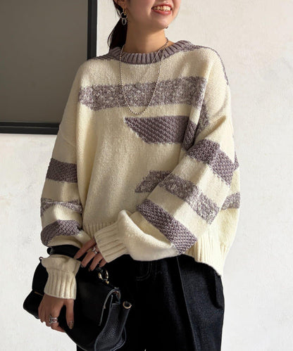 可見手柄條紋針織衫