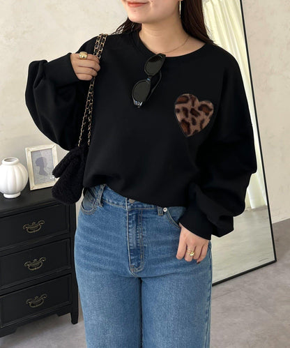 毛絨愛心圖案衛衣