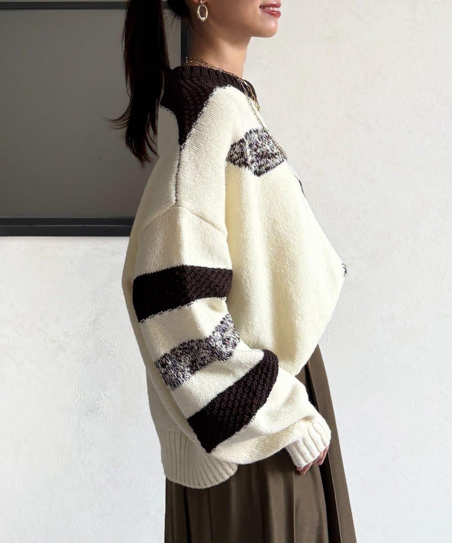 可見手柄條紋針織衫