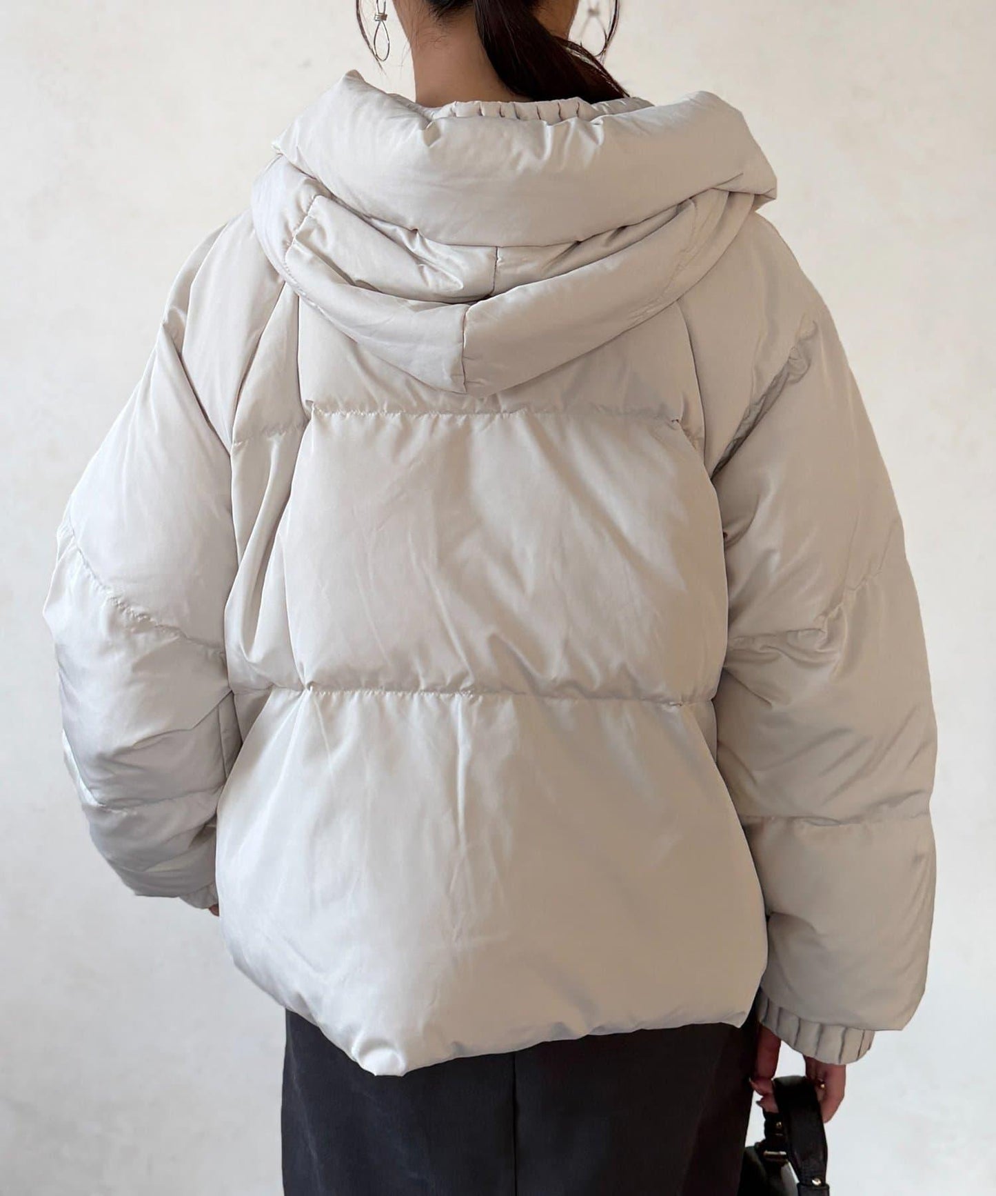 褶皺高領短款羽絨服