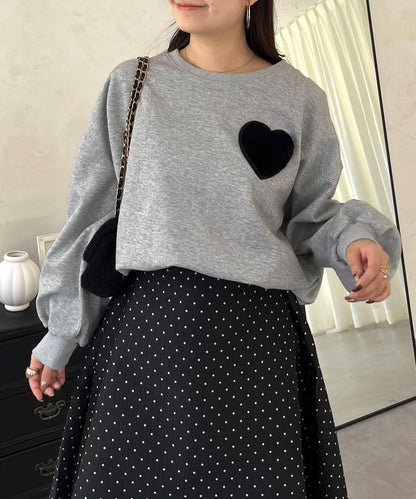 毛絨愛心圖案衛衣