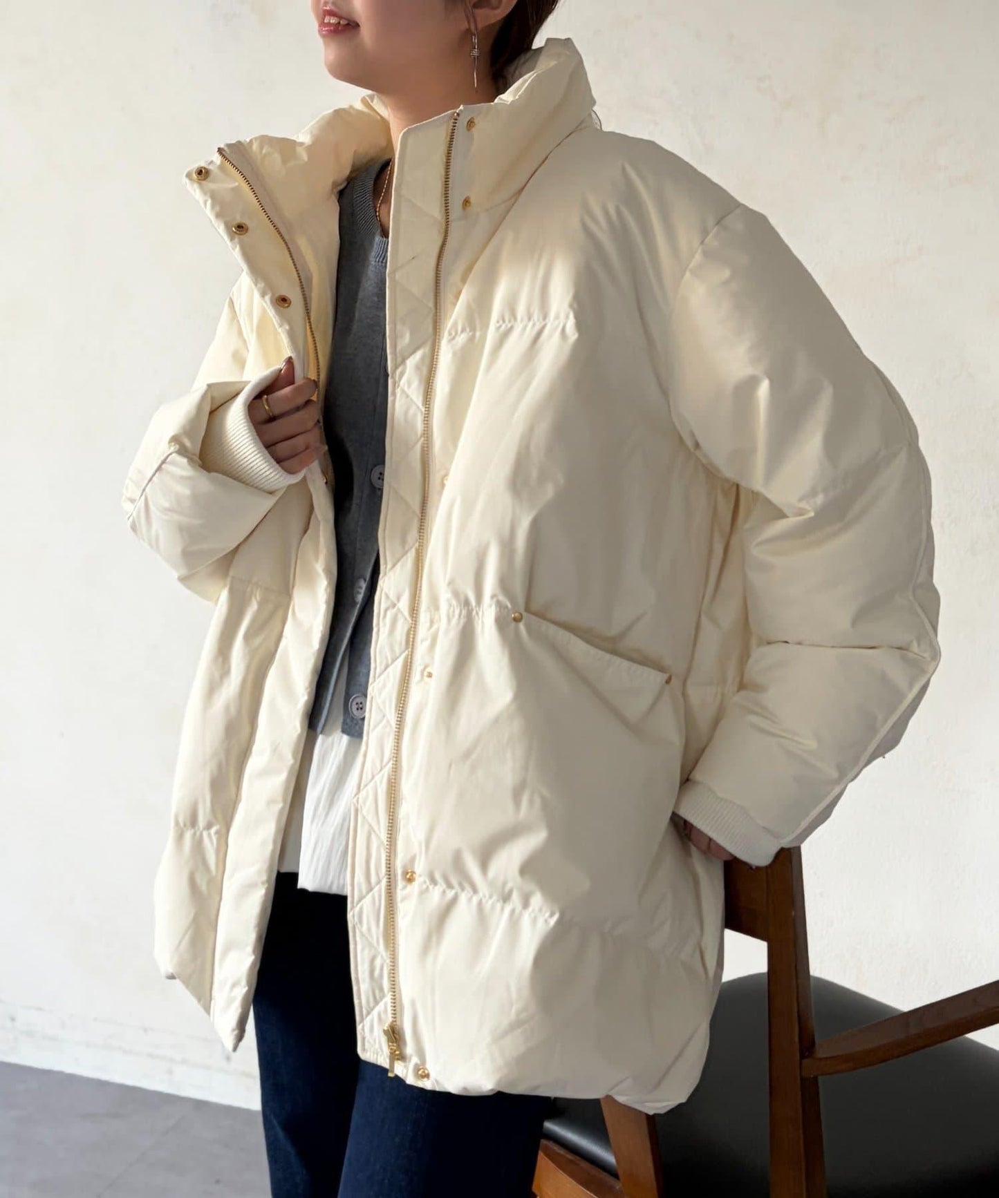 高領中款羽絨服