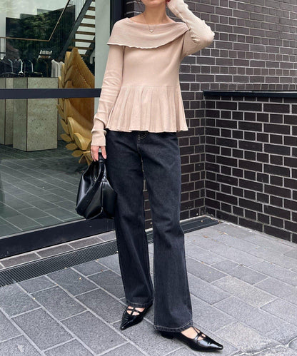 【CAPRICIEUX LE'MAGE】喇叭袖一字領針織衫