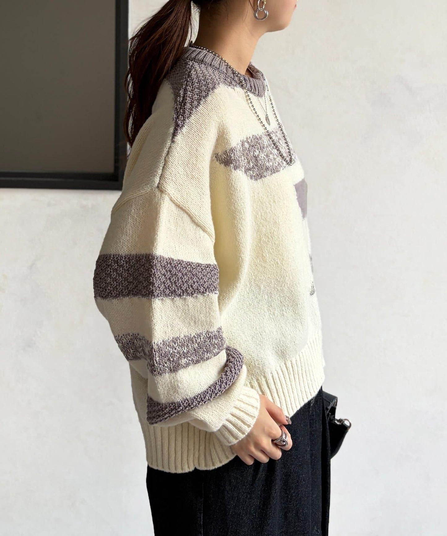 可見手柄條紋針織衫