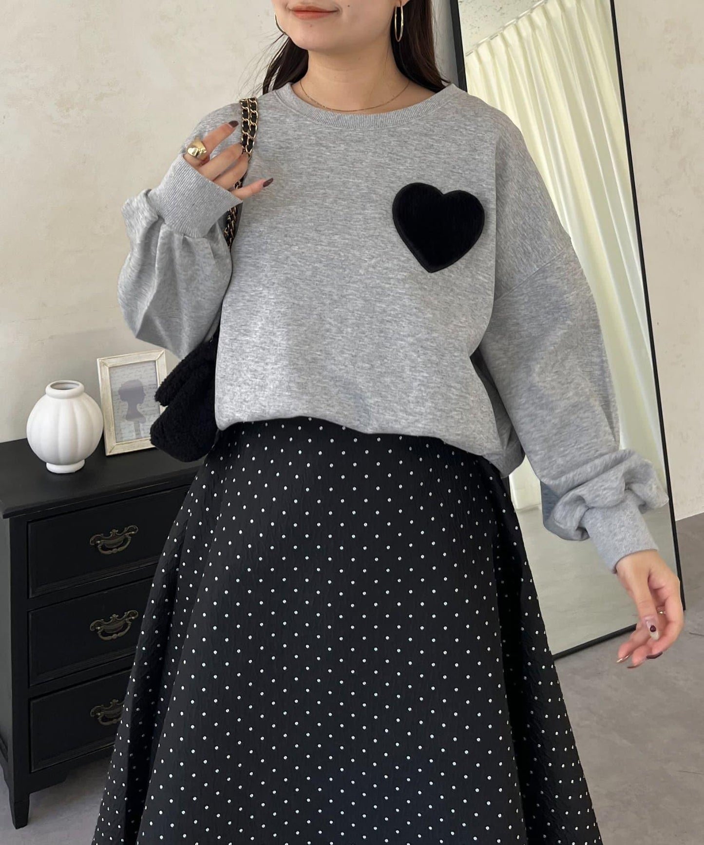 毛絨愛心圖案衛衣