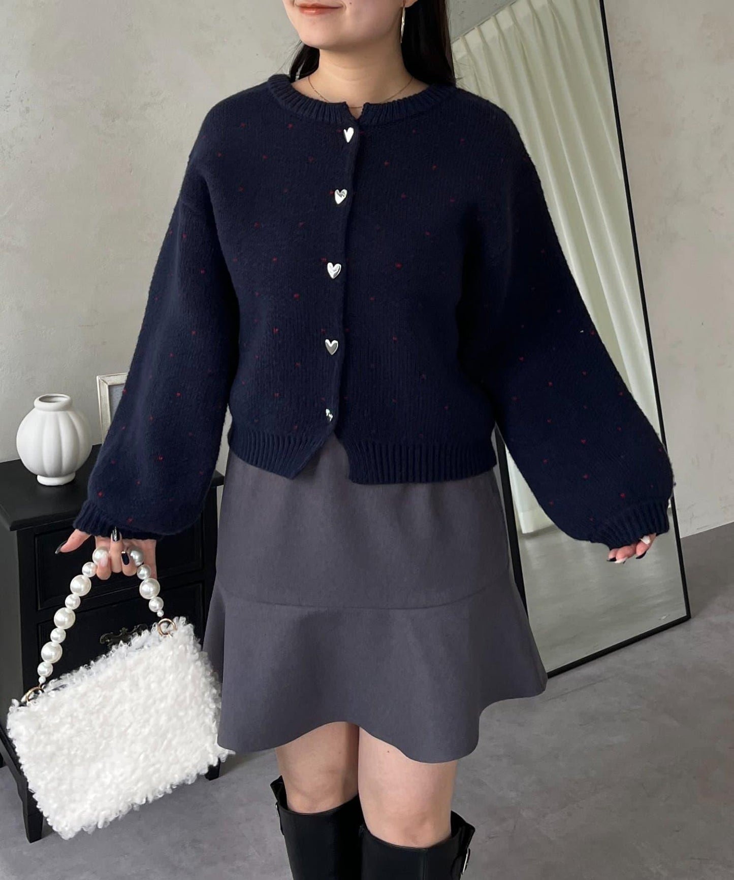 愛心紐扣迷你愛心開衫