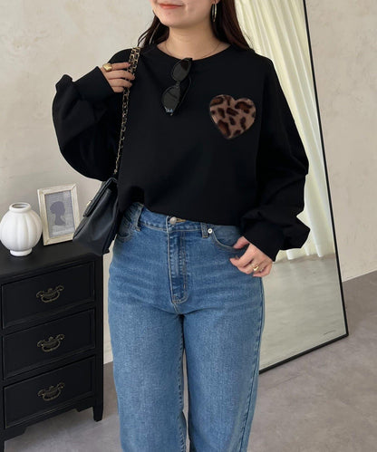 毛絨愛心圖案衛衣