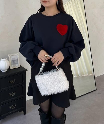 毛絨愛心圖案衛衣