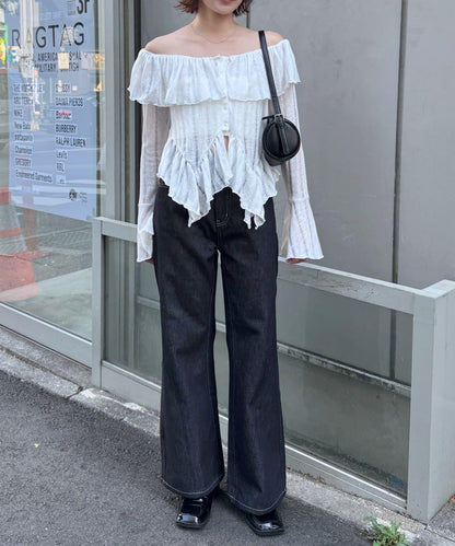 【mystic】[mline]層疊一字肩襯衫