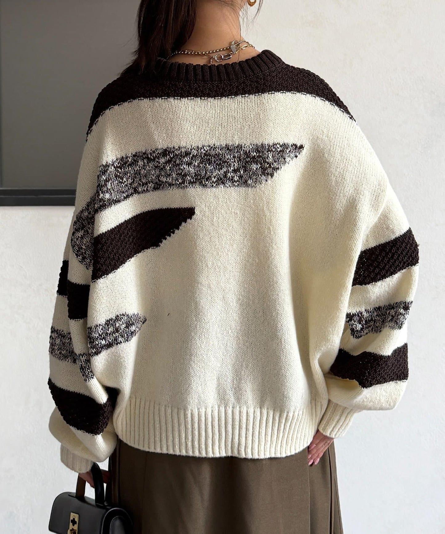 可見手柄條紋針織衫